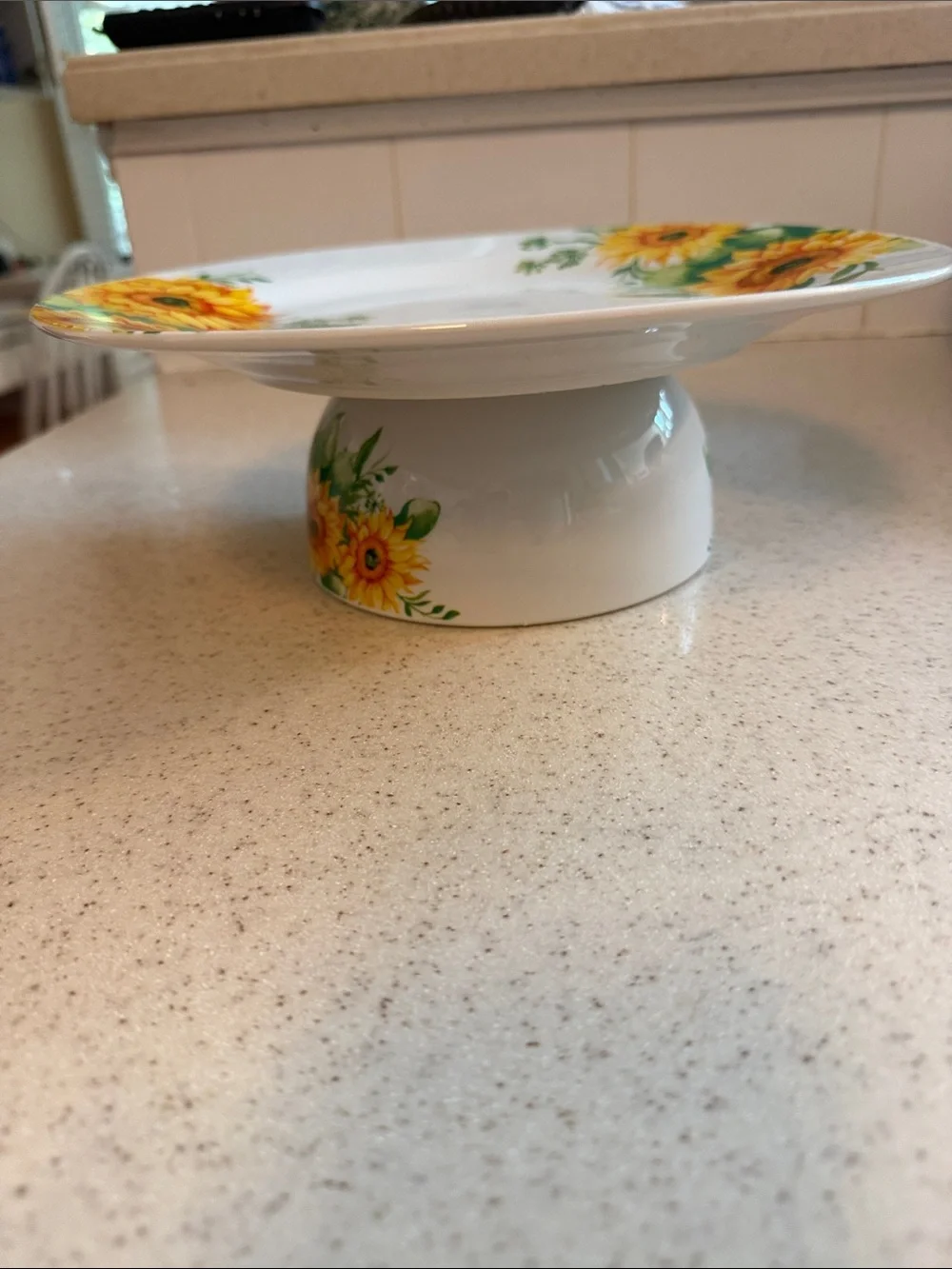 Sunflower Motif Ceramic Serving Plate - Bright Yellow Floral Dual Purpose